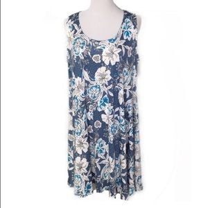 NWOT Shoreline Sleeveless Blue Floral Shift Dress